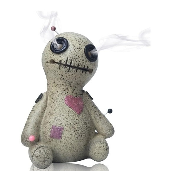 Voodoo Pin Doll Original Incense Cone Burner Holder Smokes from Eyes Cursed Rag - Picture 7 of 12